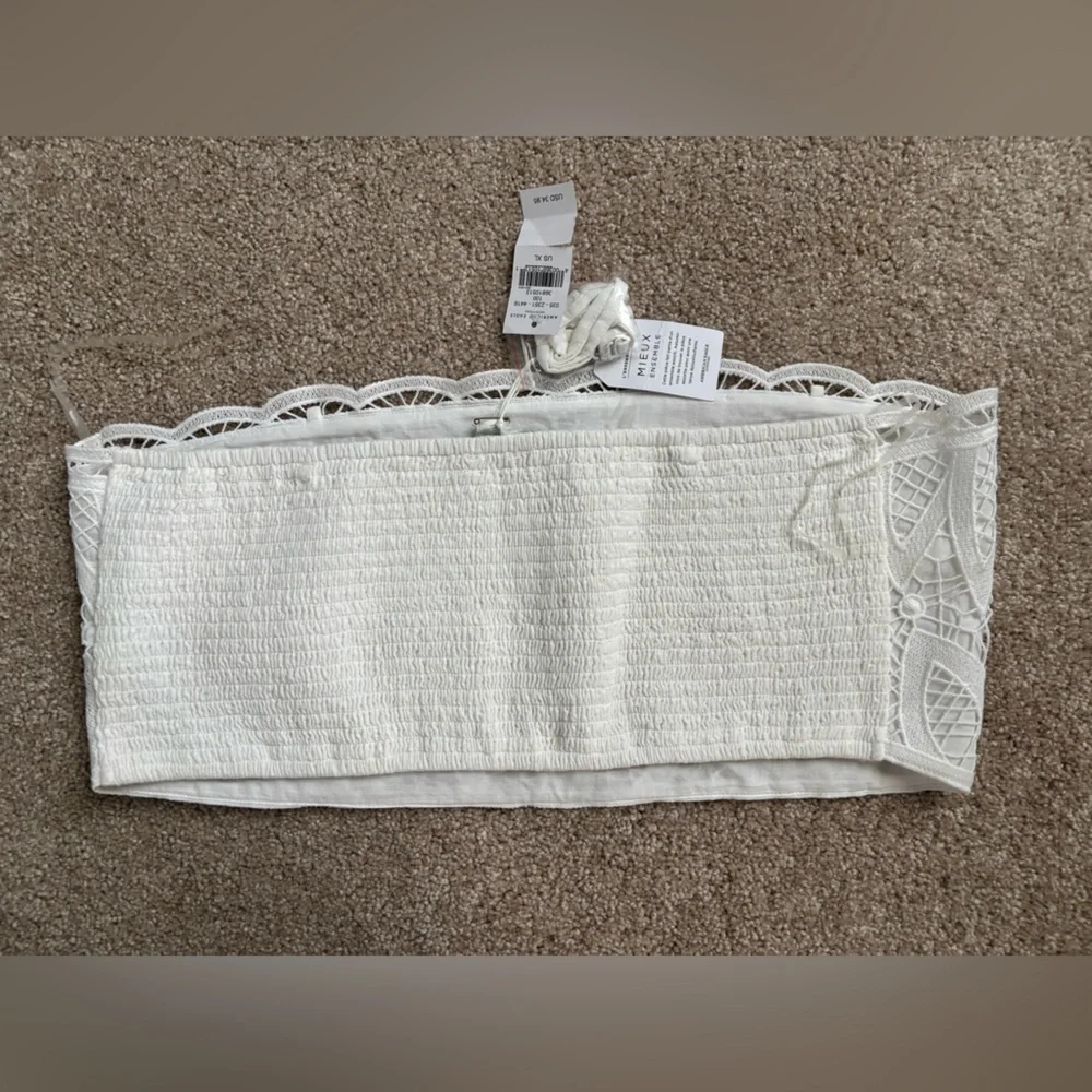 NWT AE Elegant White Lace Bandeau Top w/ Removable Straps, Size XL - Picture 2 of 2